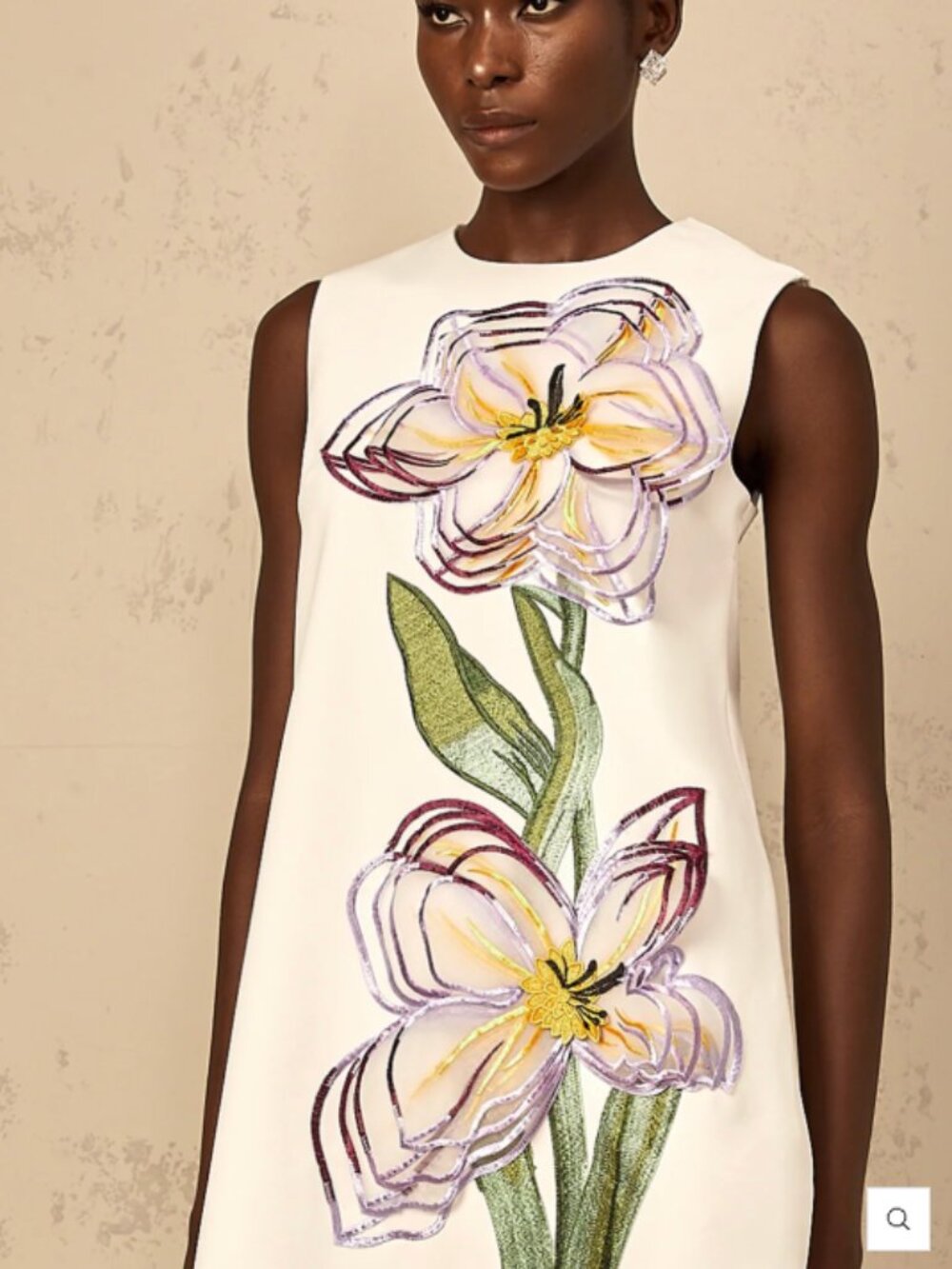 Miss Rosier Irène White Sequin Floral Embroidered Mini Dress